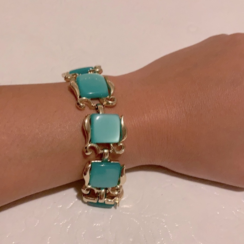 Turquoise blue and silver bracelet